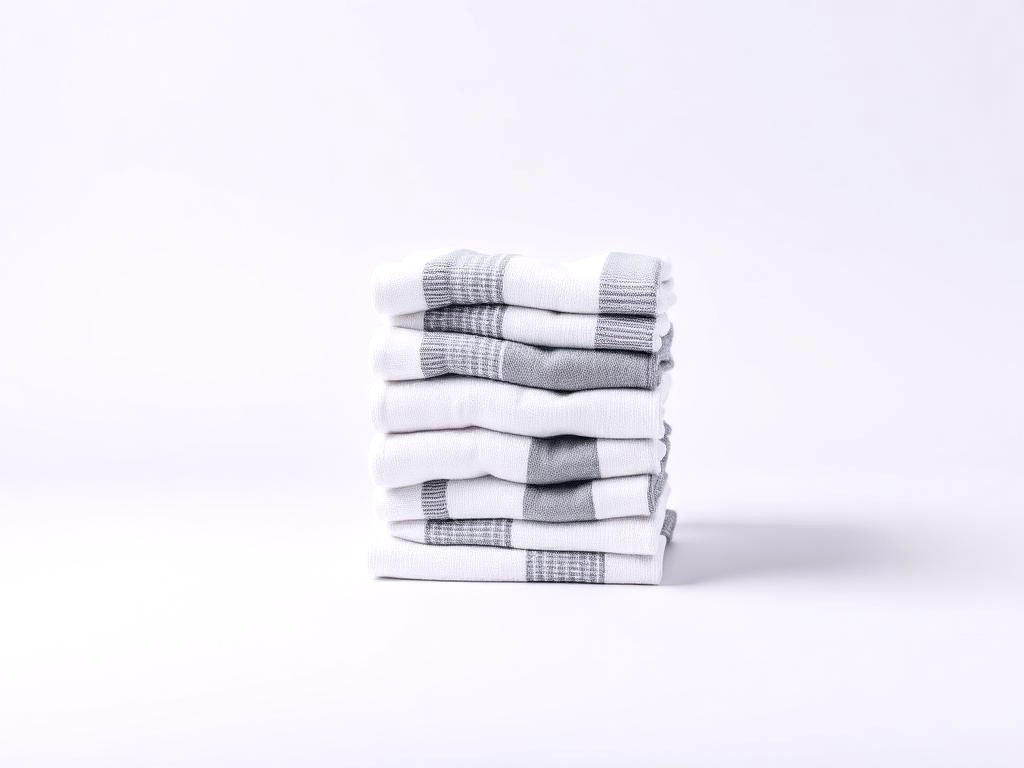 Neatly folded stack of seamless white and grey diabetic socks