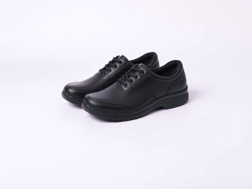 Pair of black extra-depth therapeutic diabetic shoes with a roomy toe box
